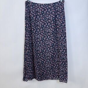 Josephine Chaus Silk Floral Maxi Skirt Size 16 Blue Pink Cottagecore Dainty